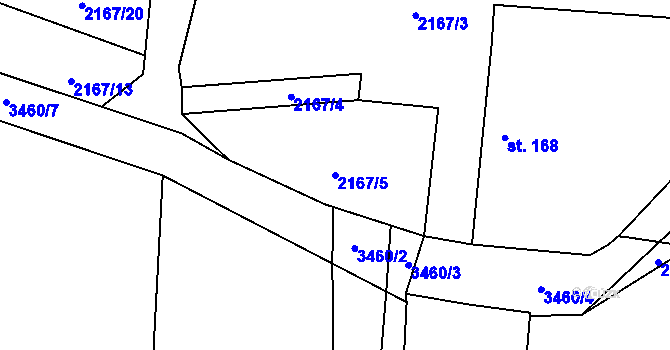 Parcela st. 2167/5 v KÚ Smilovice u Týna nad Vltavou, Katastrální mapa