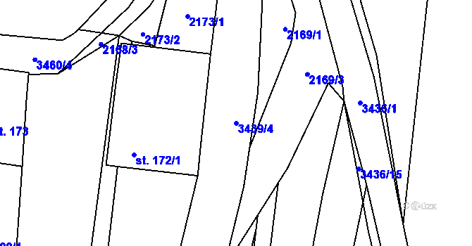 Parcela st. 3439/4 v KÚ Smilovice u Týna nad Vltavou, Katastrální mapa