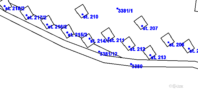 Parcela st. 3381/12 v KÚ Třitim, Katastrální mapa