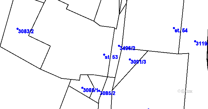 Parcela st. 53 v KÚ Třitim, Katastrální mapa