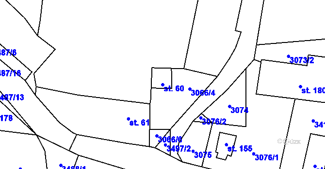 Parcela st. 60 v KÚ Třitim, Katastrální mapa