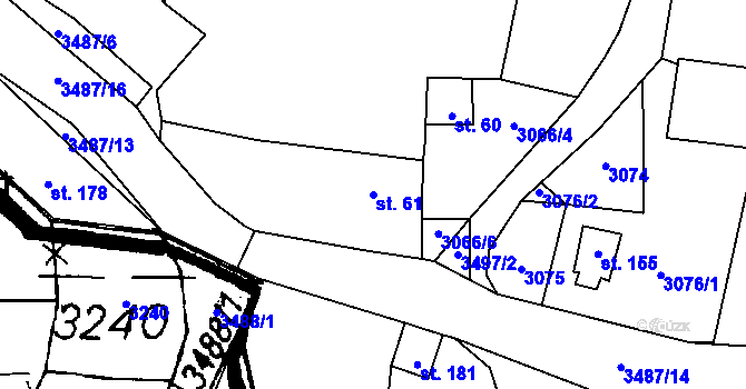 Parcela st. 61 v KÚ Třitim, Katastrální mapa