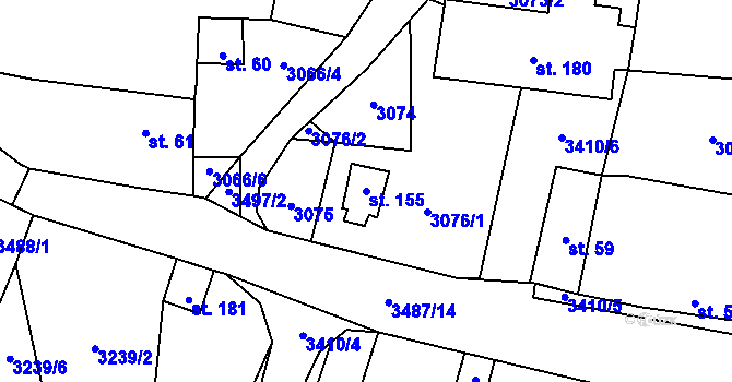 Parcela st. 155 v KÚ Třitim, Katastrální mapa