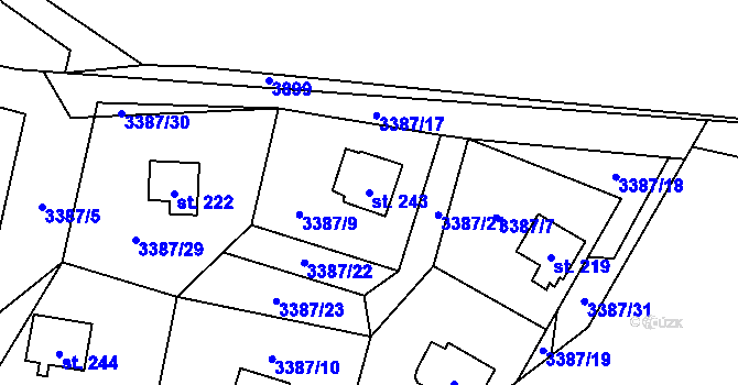 Parcela st. 243 v KÚ Třitim, Katastrální mapa