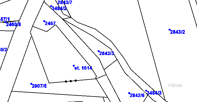 Parcela st. 2842/3 v KÚ Třitim, Katastrální mapa