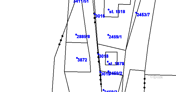 Parcela st. 2885/10 v KÚ Třitim, Katastrální mapa