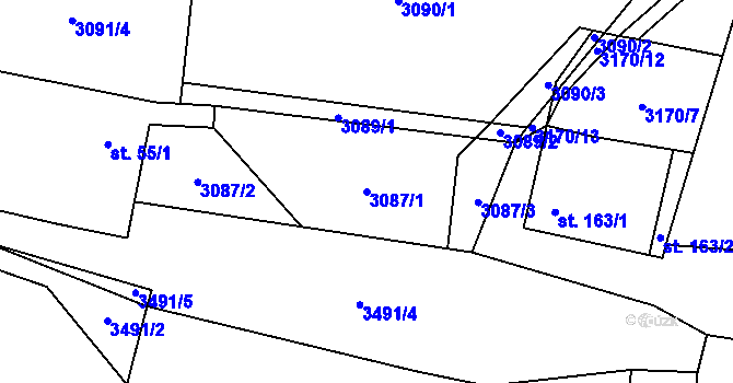 Parcela st. 3087/1 v KÚ Třitim, Katastrální mapa