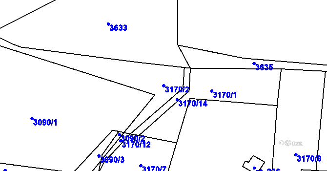 Parcela st. 3170/2 v KÚ Třitim, Katastrální mapa