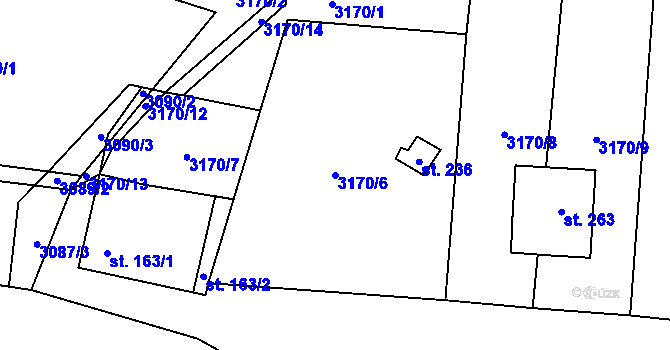 Parcela st. 3170/6 v KÚ Třitim, Katastrální mapa