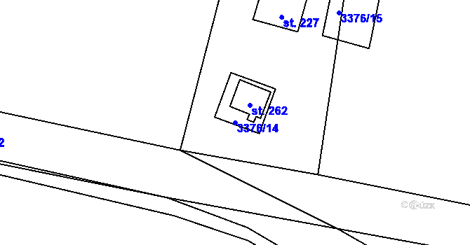 Parcela st. 3376/14 v KÚ Třitim, Katastrální mapa