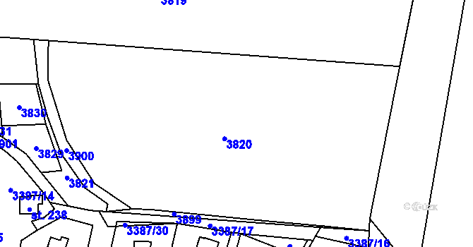 Parcela st. 3387/3 v KÚ Třitim, Katastrální mapa