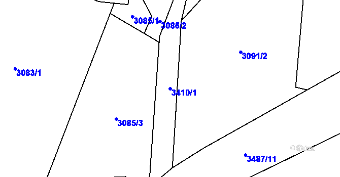 Parcela st. 3410/1 v KÚ Třitim, Katastrální mapa