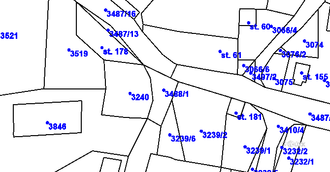 Parcela st. 3488 v KÚ Třitim, Katastrální mapa
