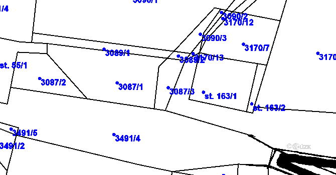Parcela st. 3087/3 v KÚ Třitim, Katastrální mapa