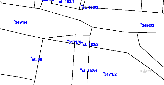 Parcela st. 182/2 v KÚ Třitim, Katastrální mapa