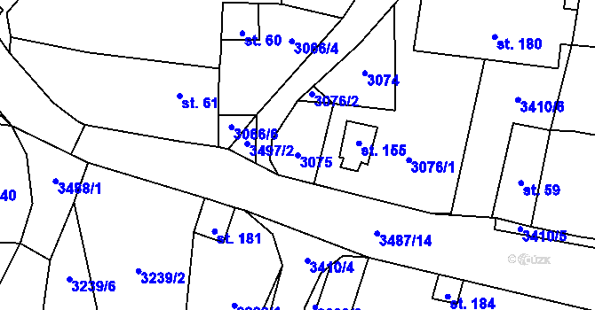 Parcela st. 3075 v KÚ Třitim, Katastrální mapa