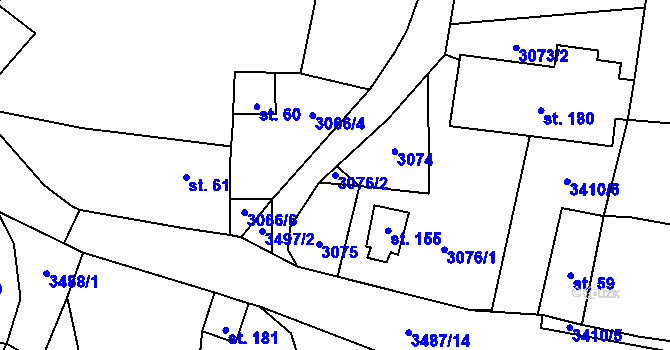 Parcela st. 3076/2 v KÚ Třitim, Katastrální mapa