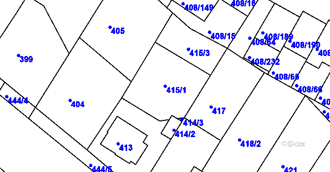 Parcela st. 415/1 v KÚ Dobšice u Znojma, Katastrální mapa
