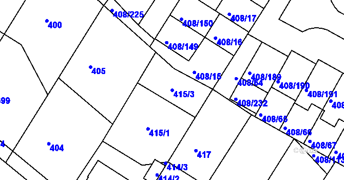 Parcela st. 415/3 v KÚ Dobšice u Znojma, Katastrální mapa