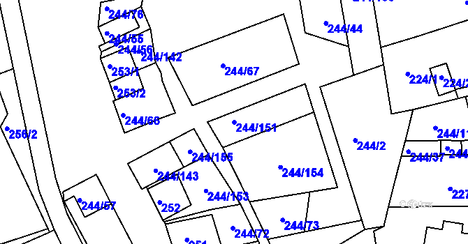Parcela st. 244/151 v KÚ Dobšice u Znojma, Katastrální mapa