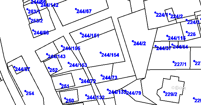 Parcela st. 244/154 v KÚ Dobšice u Znojma, Katastrální mapa