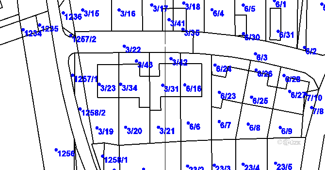 Parcela st. 3/31 v KÚ Dobšice u Znojma, Katastrální mapa