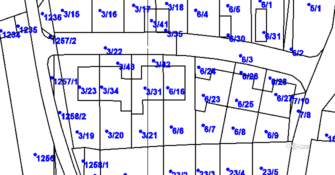 Parcela st. 6/16 v KÚ Dobšice u Znojma, Katastrální mapa