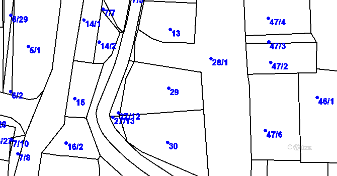 Parcela st. 29 v KÚ Dobšice u Znojma, Katastrální mapa