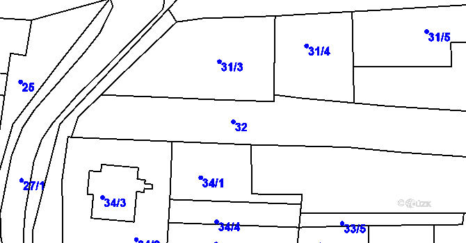 Parcela st. 32 v KÚ Dobšice u Znojma, Katastrální mapa