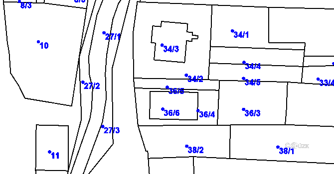 Parcela st. 36/5 v KÚ Dobšice u Znojma, Katastrální mapa