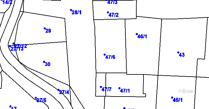 Parcela st. 47/6 v KÚ Dobšice u Znojma, Katastrální mapa