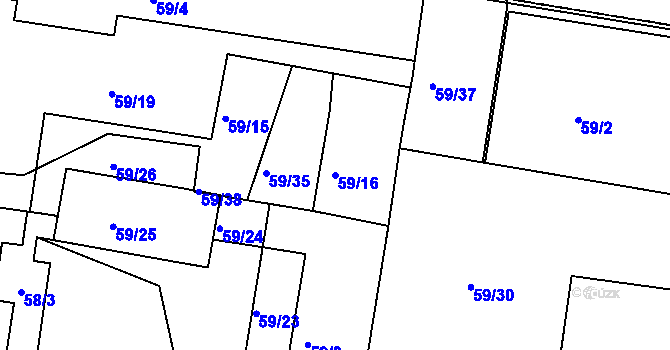 Parcela st. 59/16 v KÚ Dobšice u Znojma, Katastrální mapa