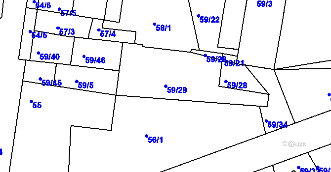 Parcela st. 59/29 v KÚ Dobšice u Znojma, Katastrální mapa