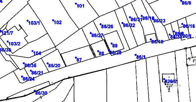 Parcela st. 88 v KÚ Dobšice u Znojma, Katastrální mapa