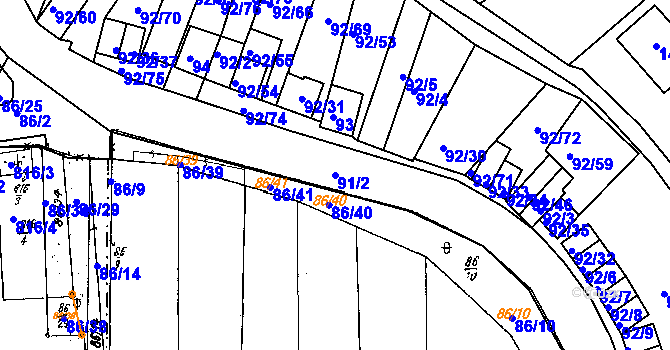 Parcela st. 91/2 v KÚ Dobšice u Znojma, Katastrální mapa