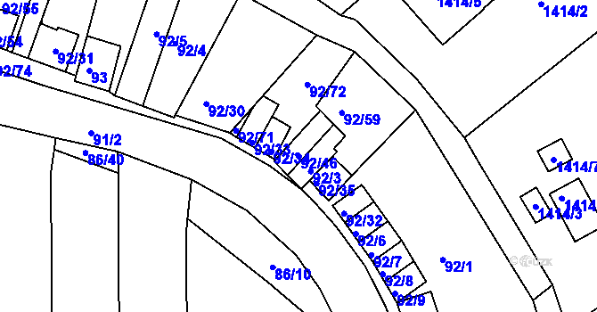 Parcela st. 92/46 v KÚ Dobšice u Znojma, Katastrální mapa