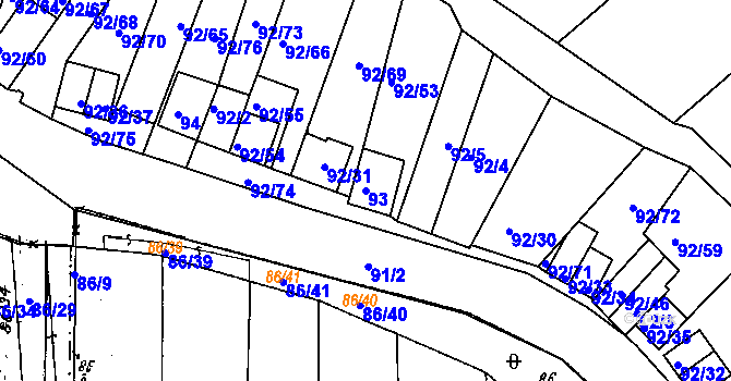 Parcela st. 93 v KÚ Dobšice u Znojma, Katastrální mapa