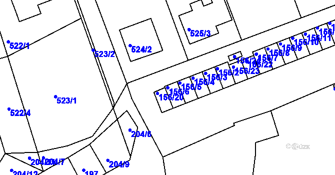 Parcela st. 156/6 v KÚ Dobšice u Znojma, Katastrální mapa