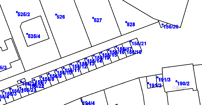 Parcela st. 156/15 v KÚ Dobšice u Znojma, Katastrální mapa
