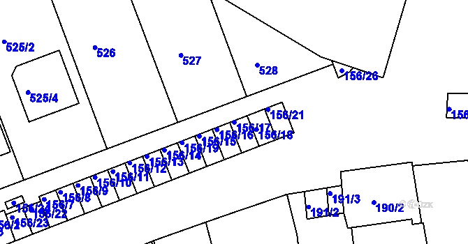 Parcela st. 156/17 v KÚ Dobšice u Znojma, Katastrální mapa