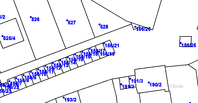 Parcela st. 156/18 v KÚ Dobšice u Znojma, Katastrální mapa