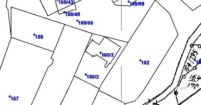 Parcela st. 160/3 v KÚ Dobšice u Znojma, Katastrální mapa