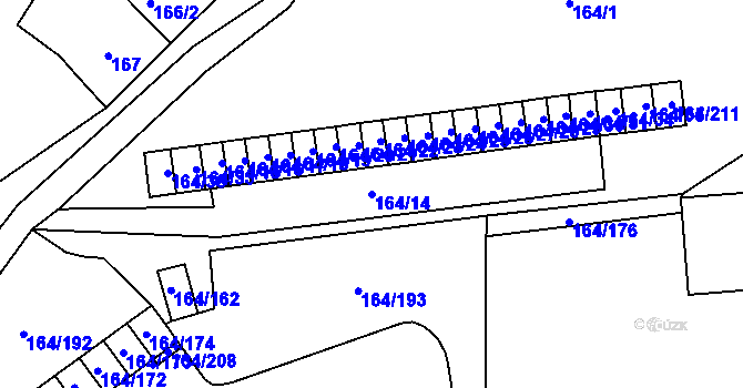 Parcela st. 164/14 v KÚ Dobšice u Znojma, Katastrální mapa