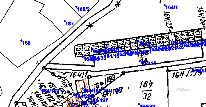 Parcela st. 164/16 v KÚ Dobšice u Znojma, Katastrální mapa