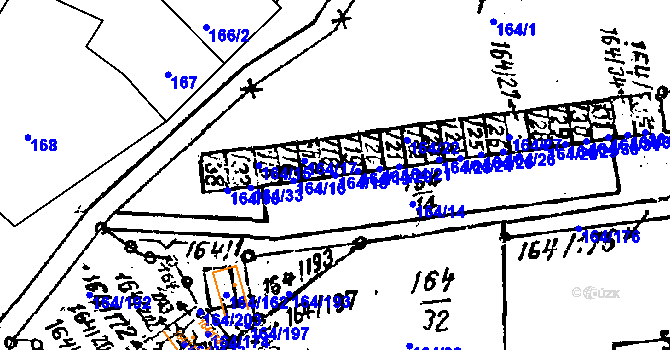 Parcela st. 164/18 v KÚ Dobšice u Znojma, Katastrální mapa