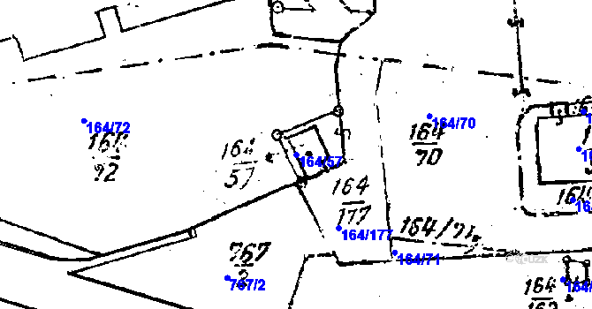 Parcela st. 164/57 v KÚ Dobšice u Znojma, Katastrální mapa