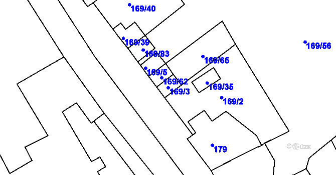 Parcela st. 169/3 v KÚ Dobšice u Znojma, Katastrální mapa