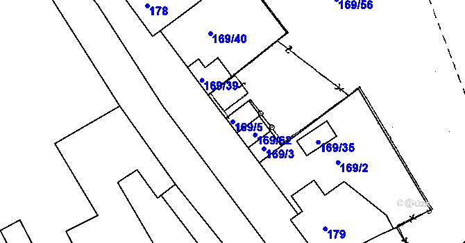 Parcela st. 169/5 v KÚ Dobšice u Znojma, Katastrální mapa