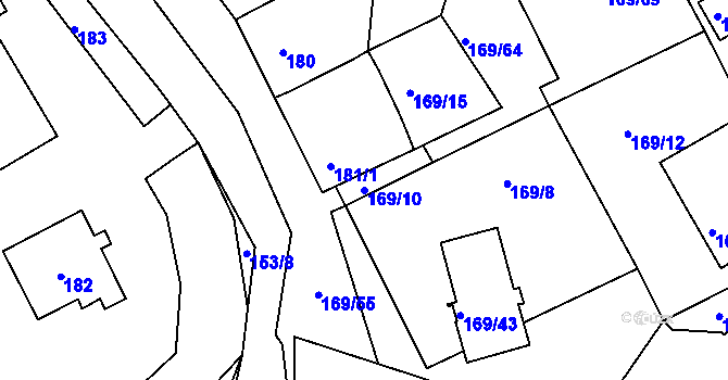 Parcela st. 169/10 v KÚ Dobšice u Znojma, Katastrální mapa