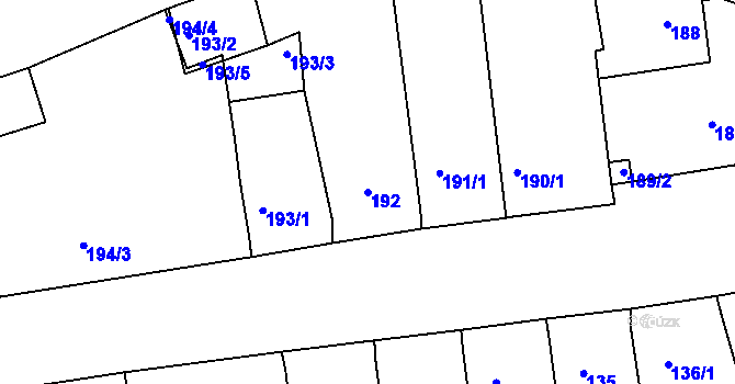 Parcela st. 192 v KÚ Dobšice u Znojma, Katastrální mapa